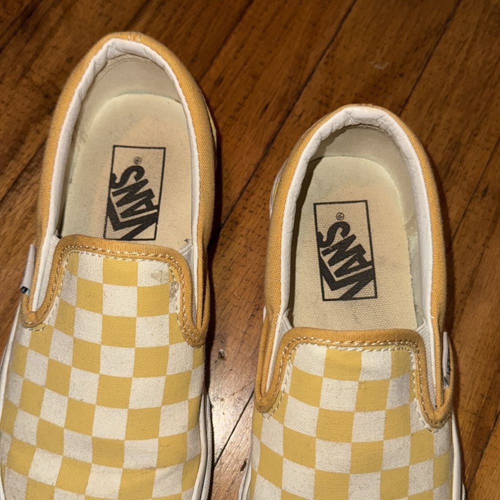 Vans Class Slip On, Mustard Yellow Checkered, Mens 4.0/Womens 5.5 - Picture 3 of 7